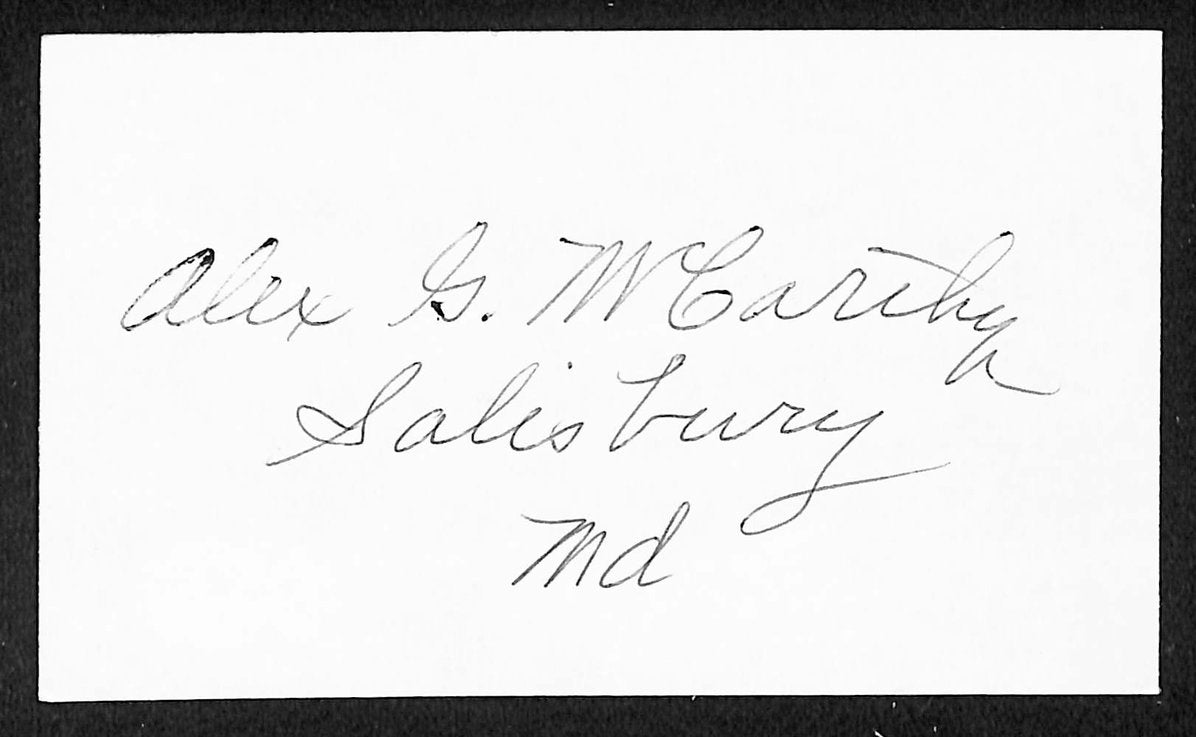 Alex McCarthy Pirates Autographed/Signed 3x5 Index Card JSA BA207741