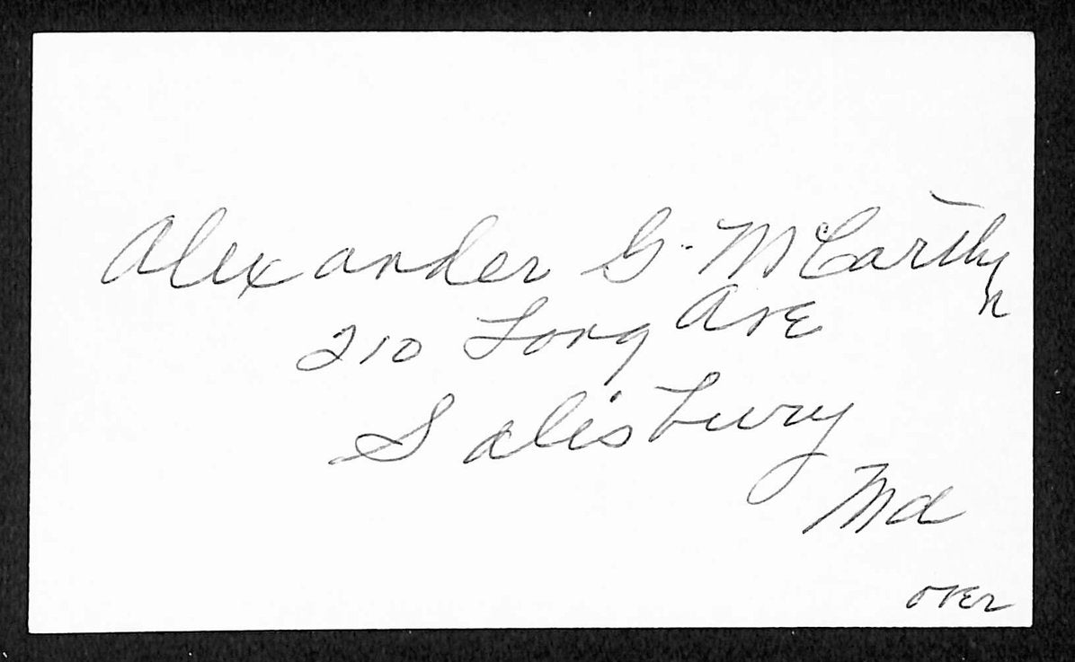 Alex McCarthy Pirates Autographed/Signed 3x5 Index Card JSA BA207742