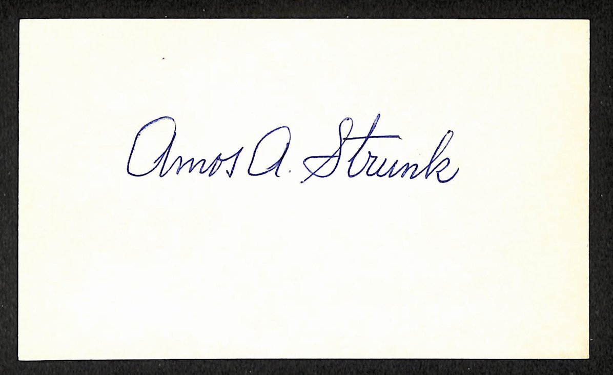 Amos Strunk Athletics Autographed/Signed 3x5 Index Card JSA BA207743