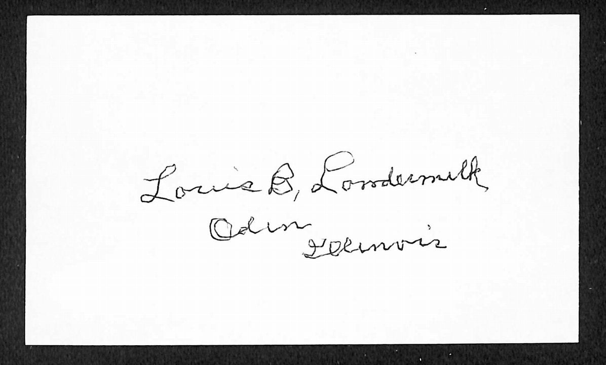 Louis Lowdermilk Cardinals Autographed/Signed 3x5 Index Card JSA BA207746