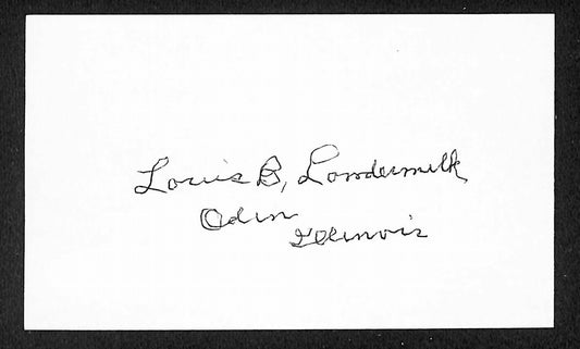 Louis Lowdermilk Cardinals Autographed/Signed 3x5 Index Card JSA BA207746