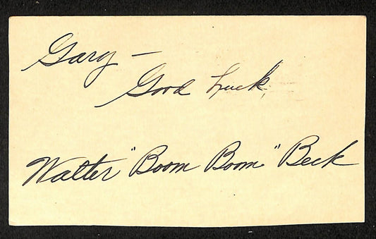 Walter Beck Dodgers Autographed/Signed 3x5 GPC Postcard JSA BA205781