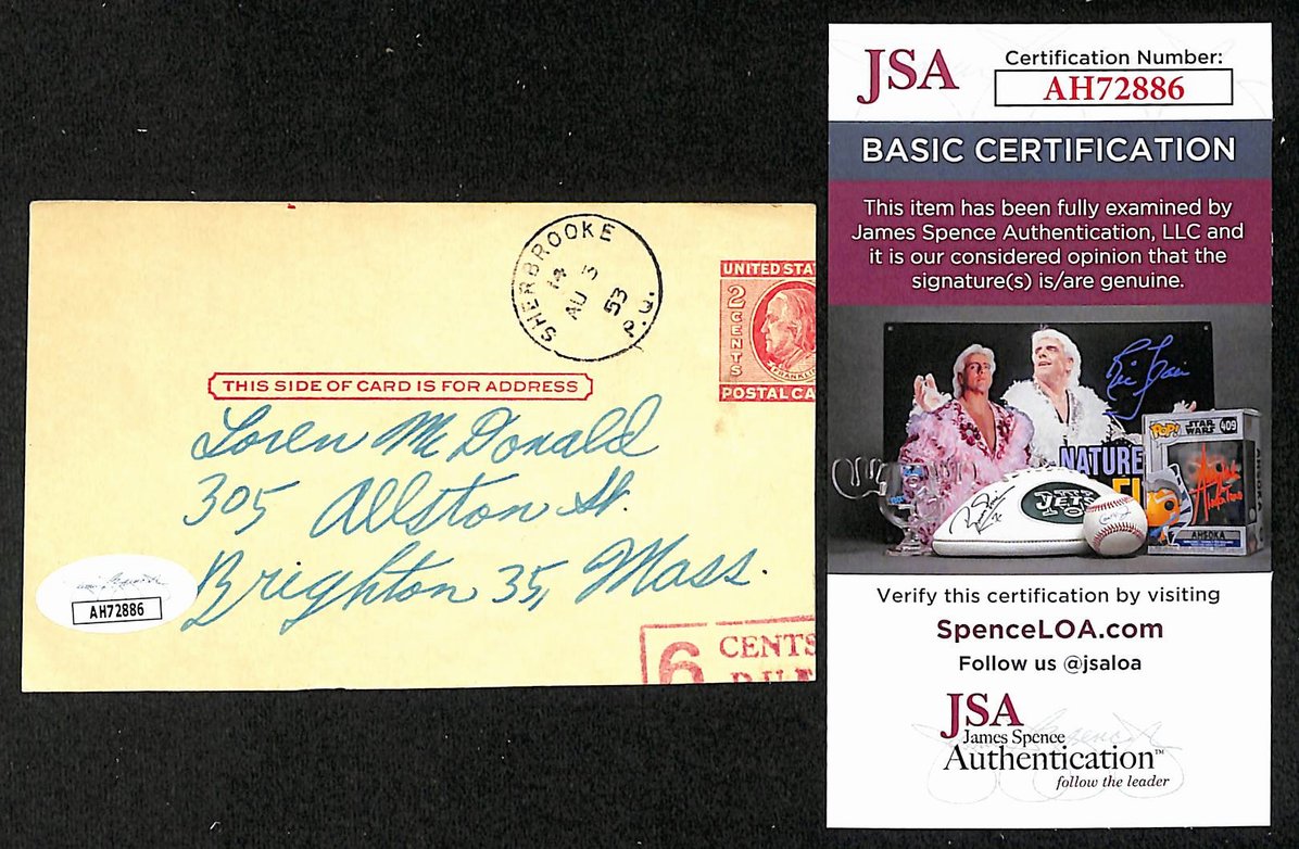 Merrill May Phillies Autographed/Signed 3x5 GPC Postcard JSA BA205784