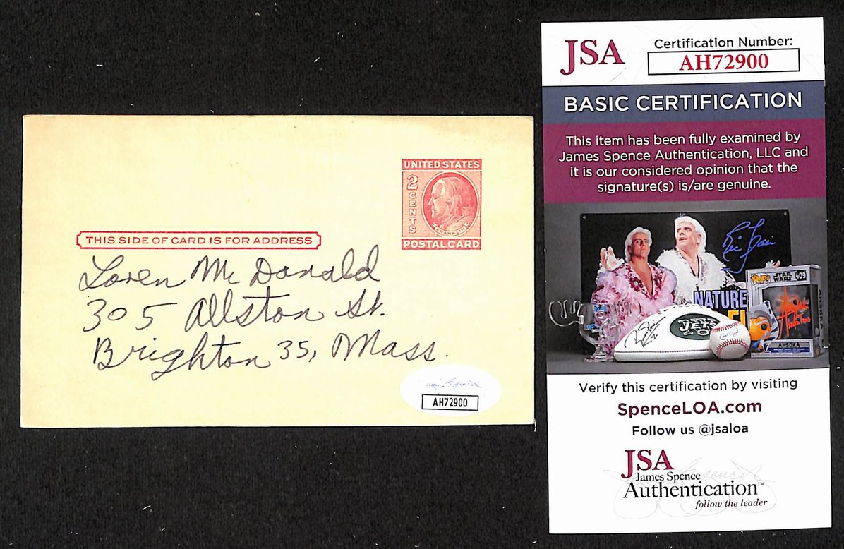 Bennie Warren Giants Autographed/Signed 3x5 GPC Postcard JSA BA205787