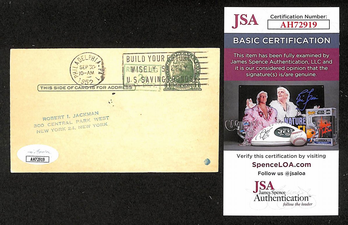 Gus Niarhos Yankees Autographed/Signed 3x5 GPC Postcard JSA BA205791