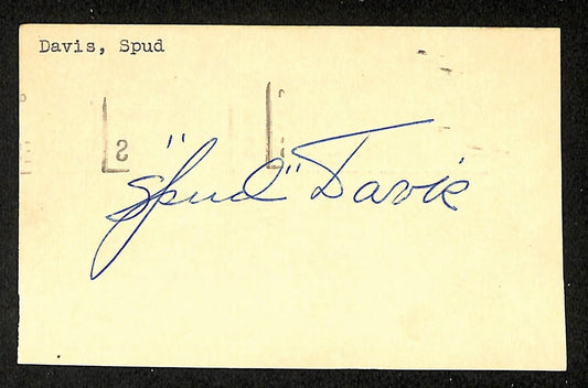 Spud Davis Phillies Autographed/Signed 3x5 GPC Postcard JSA BA205801