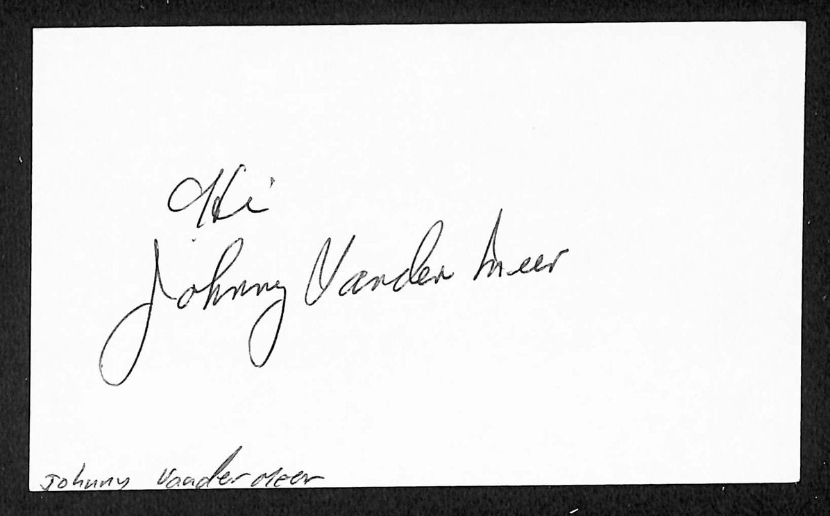 Johnny Vander Meer Reds Autographed/Signed 3x5 Index Card JSA BA205803