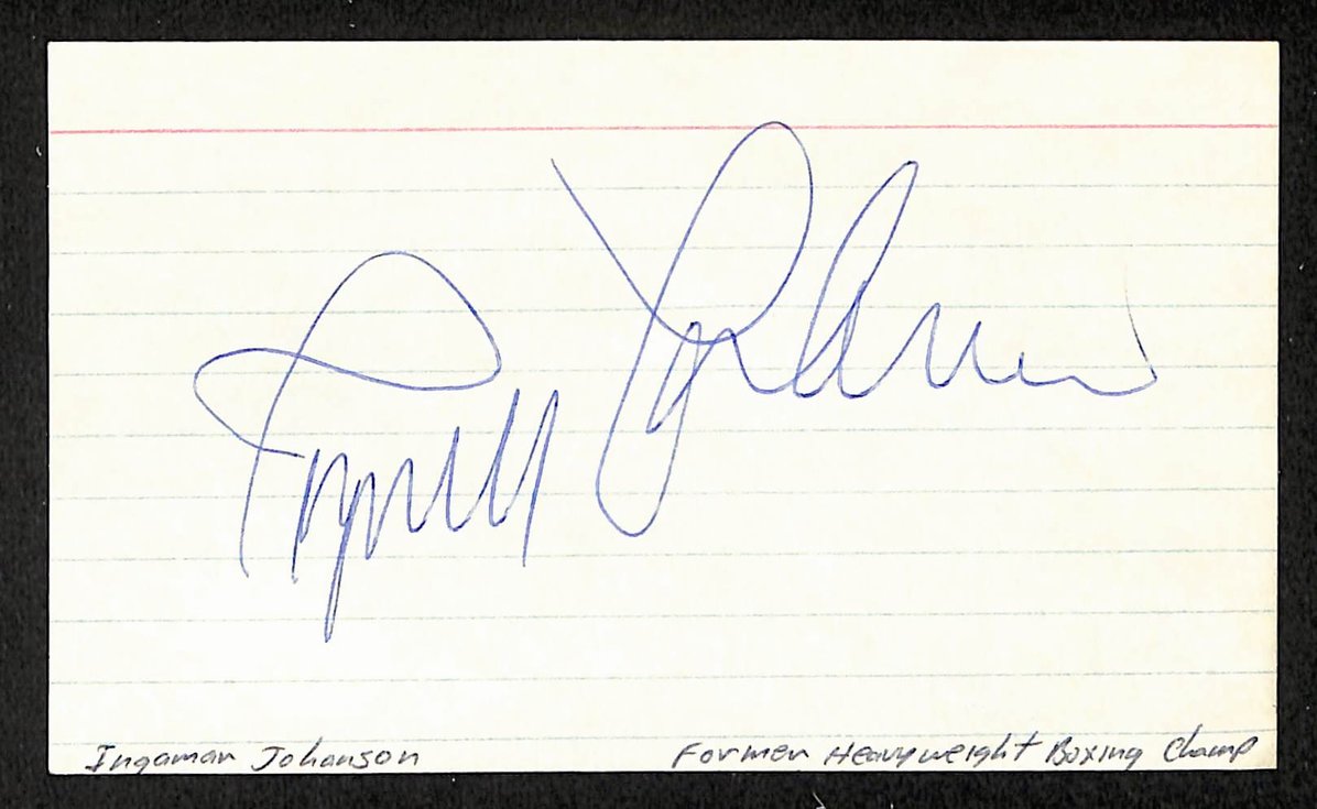 Ingemar Johansson Boxer Autographed/Signed 3x5 Index Card JSA BA205804