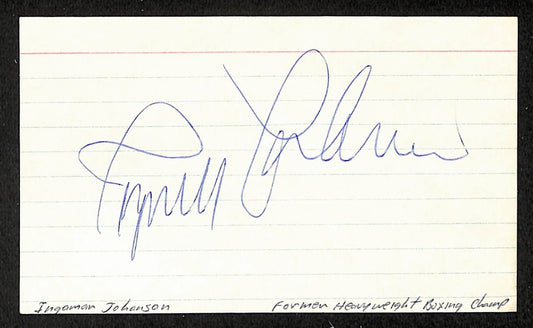 Ingemar Johansson Boxer Autographed/Signed 3x5 Index Card JSA BA205804