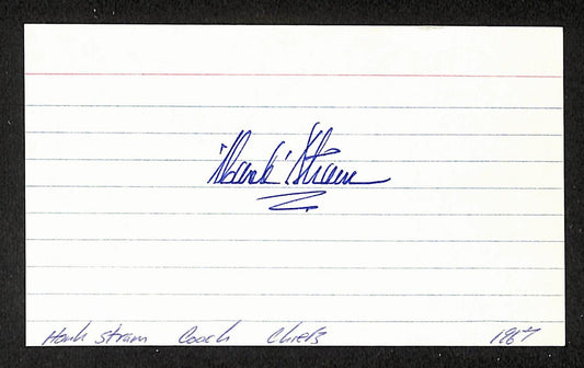 Hank Stram Chiefs HOF Autographed/Signed 3x5 Index Card JSA BA205806