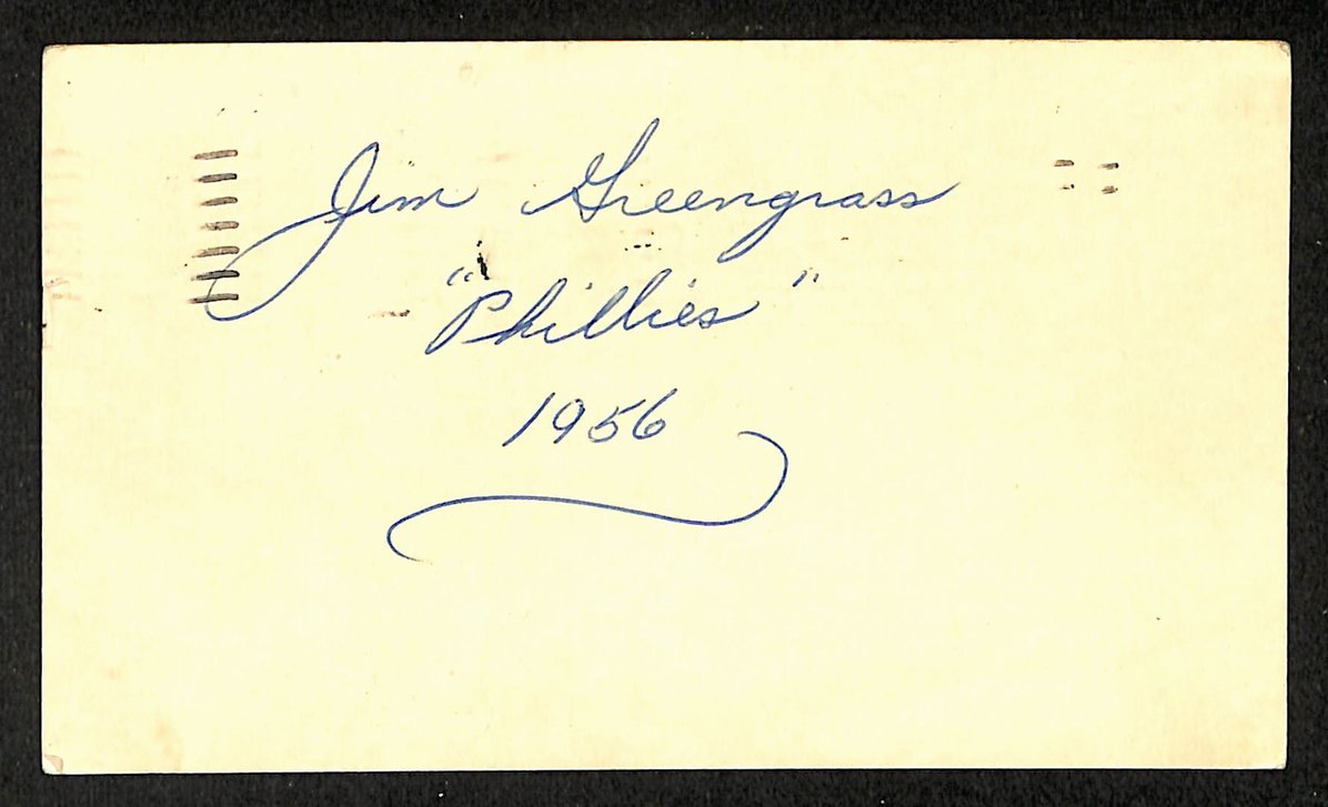 Jim Greengrass Phillies Autographed/Signed 4x6 GPC Postcard JSA BA208298