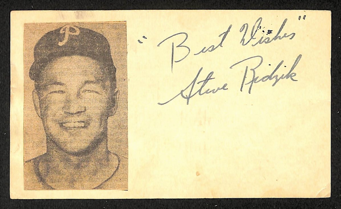 Steve Ridzik Phillies Autographed/Signed 4x6 GPC Postcard JSA BA208308