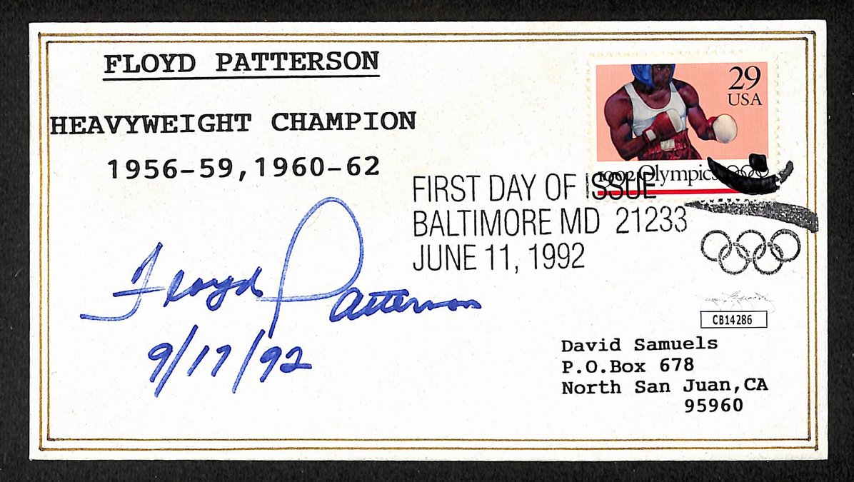 Floyd Patterson Boxing HOF Signed/Auto FDC First Day Cover Envelope JSA 308