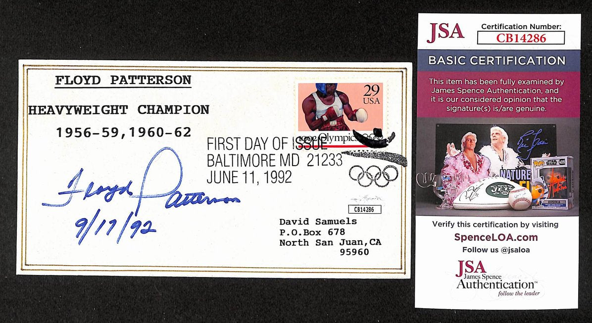 Floyd Patterson Boxing HOF Signed/Auto FDC First Day Cover Envelope JSA 308