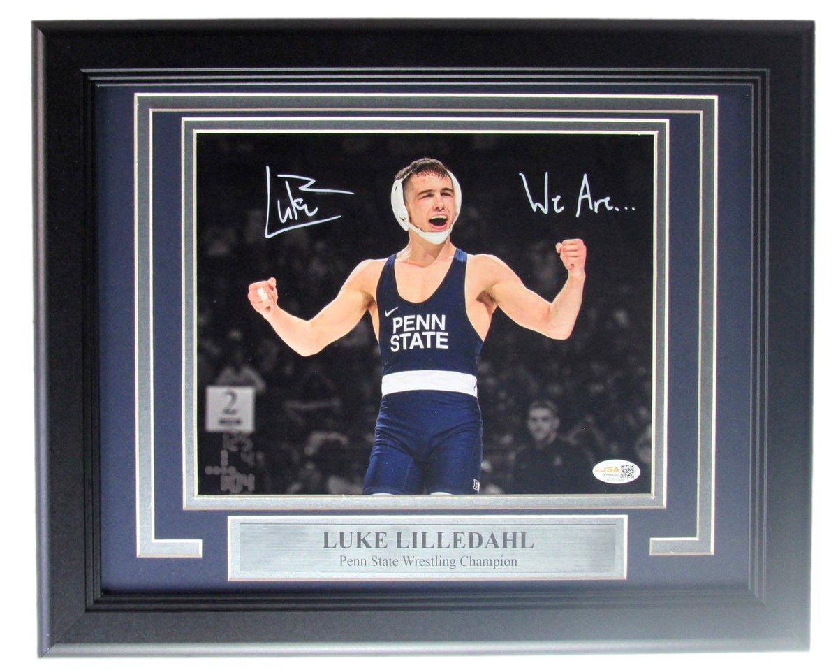 Luke Lilledahl Signed/Inscribed 8x10 Photo PSU Wrestling Framed Witness JSA 7838