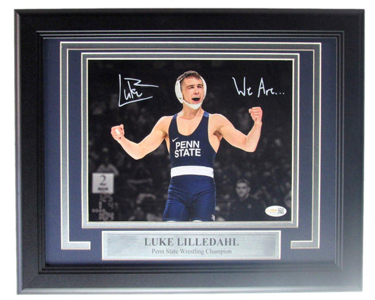 Luke Lilledahl Signed/Inscribed 8x10 Photo PSU Wrestling Framed Witness JSA 7838