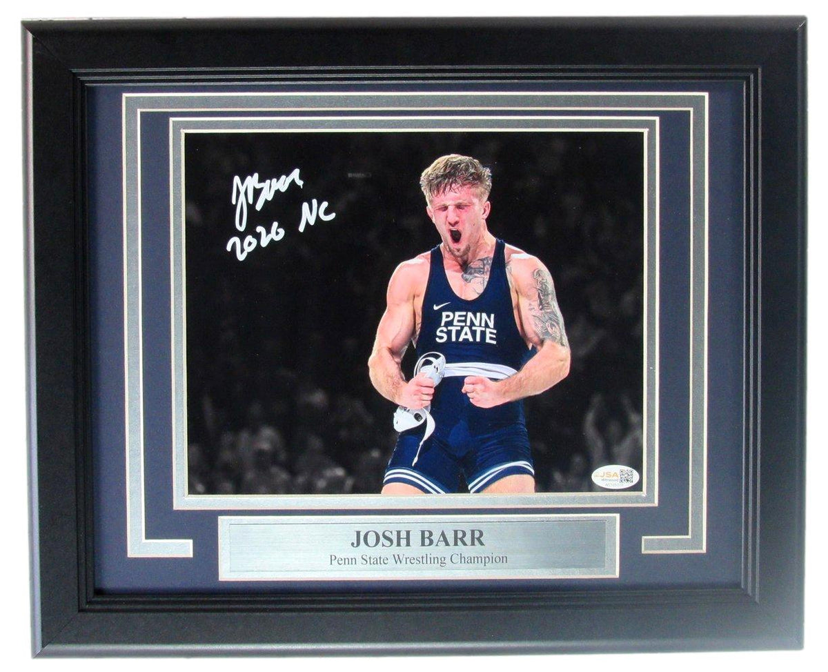 Josh Barr Signed/Inscribed 8x10 Photo Framed PSU Wrestling Witness JSA 207847