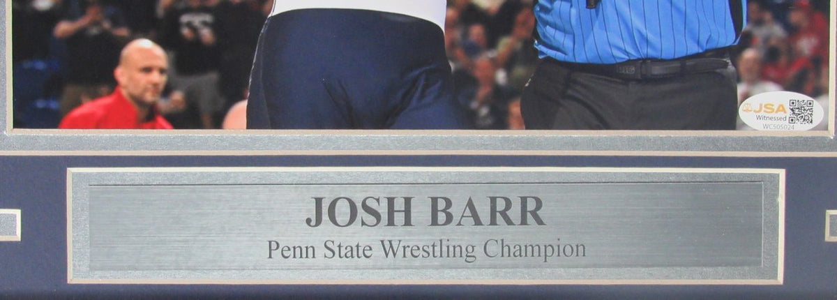 Josh Barr Signed/Inscribed 8x10 Photo Framed PSU Wrestling Witness JSA 207848