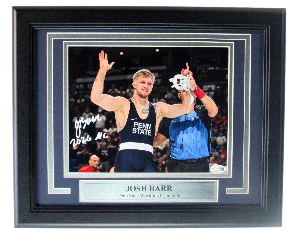 Josh Barr Signed/Inscribed 8x10 Photo Framed PSU Wrestling Witness JSA 207848