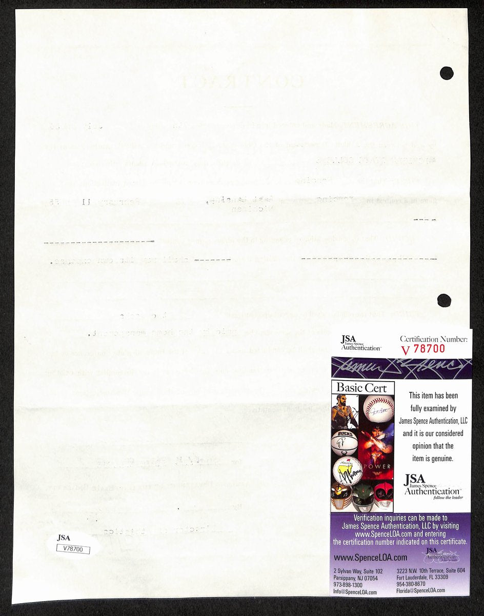 Biggie Munn HOF Michigan State Head Coach Signed/Auto Contract JSA BA199638