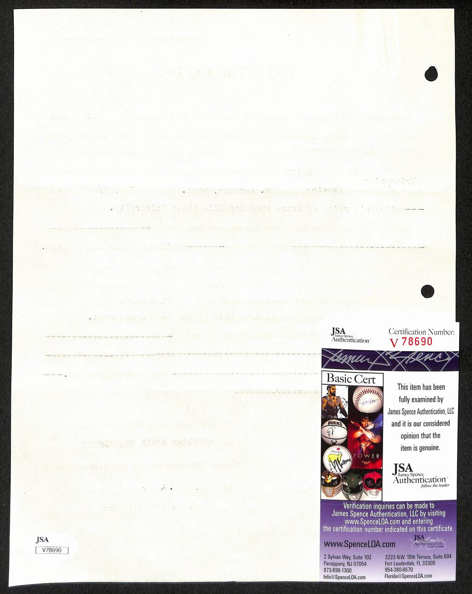 Biggie Munn HOF Michigan State Head Coach Signed/Auto Contract JSA BA199643