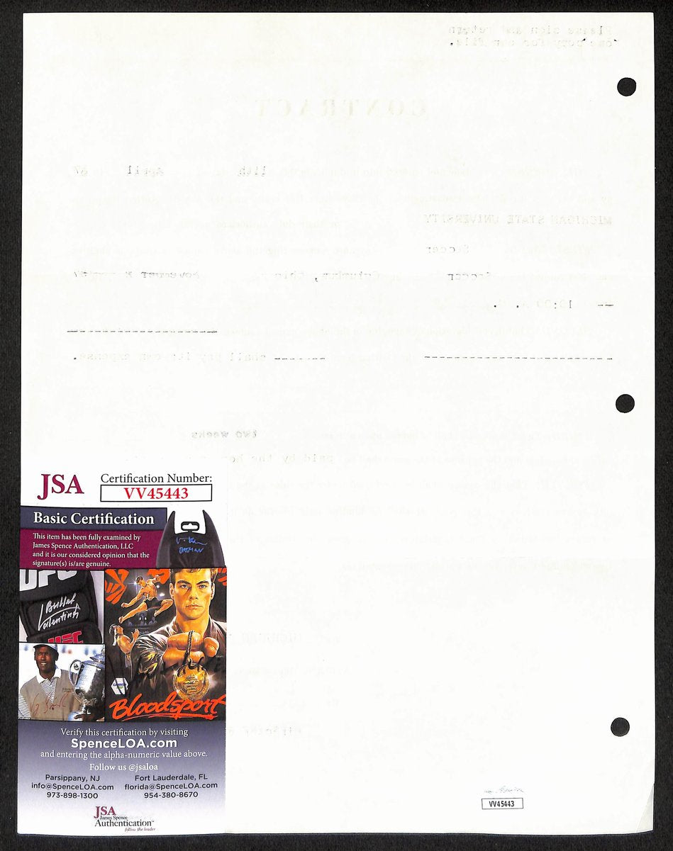 Biggie Munn HOF Michigan State Head Coach Signed/Auto Contract JSA BA199647