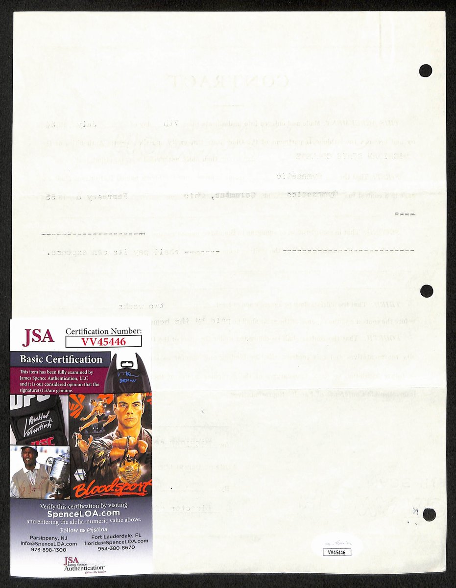 Biggie Munn HOF Michigan State Head Coach Signed/Auto Contract JSA BA199650