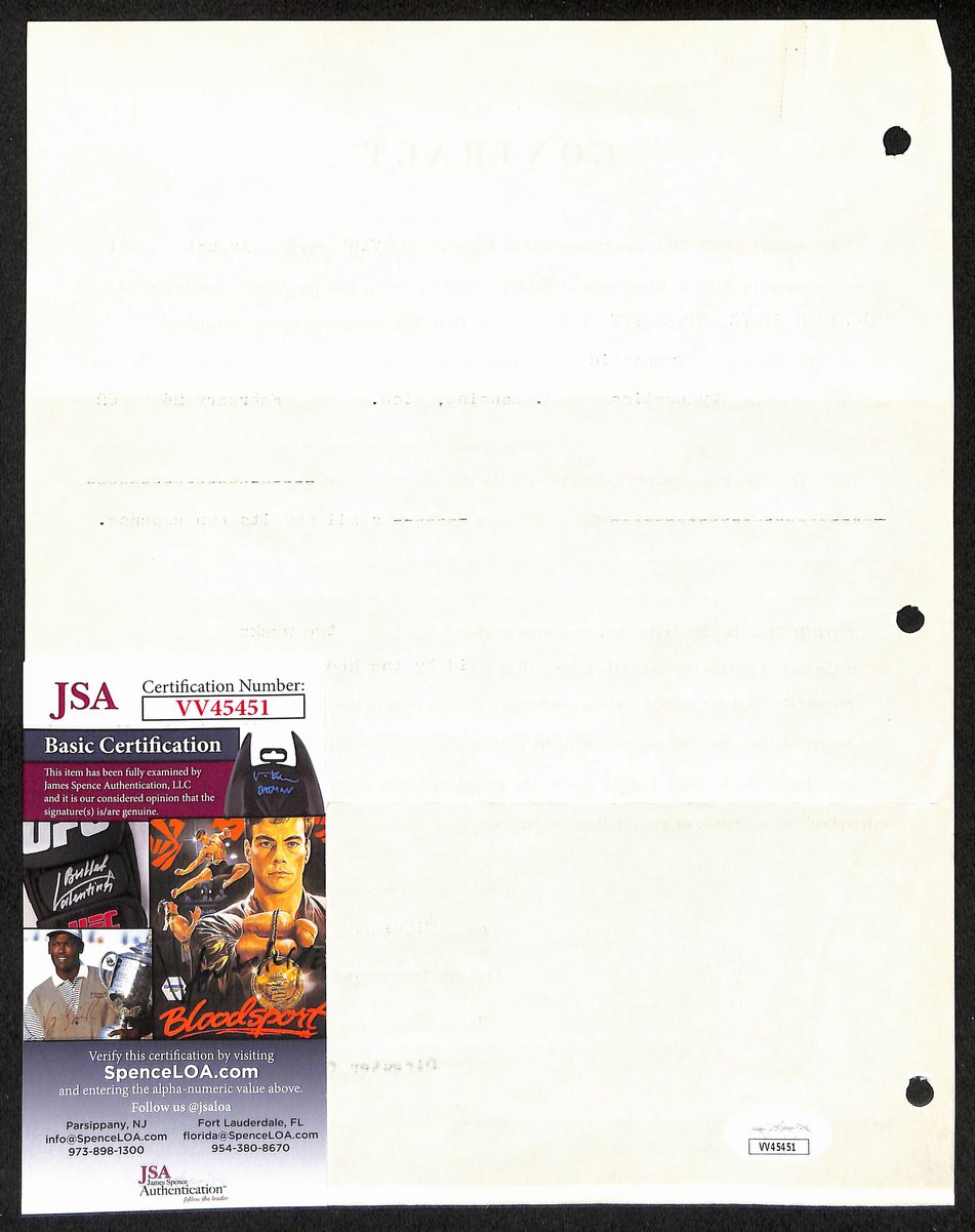 Biggie Munn HOF Michigan State Head Coach Signed/Auto Contract JSA BA199655