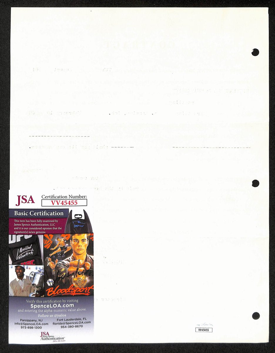 Biggie Munn HOF Michigan State Head Coach Signed/Auto Contract JSA BA199659