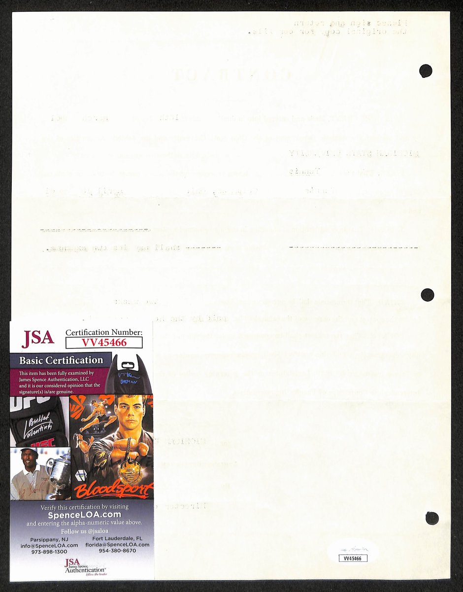 Biggie Munn HOF Michigan State Head Coach Signed/Auto Contract JSA BA199669