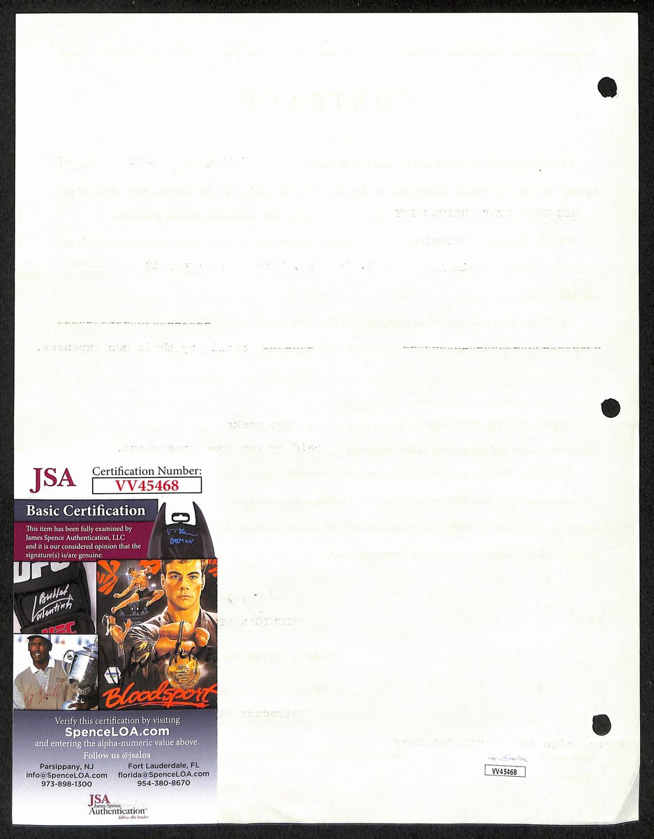Biggie Munn HOF Michigan State Head Coach Signed/Auto Contract JSA BA199671