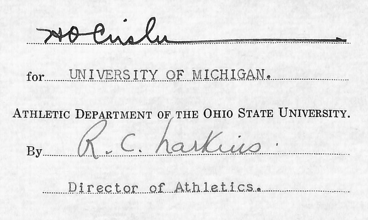 Fritz Crisler HOF Michigan Head Coach Signed/Auto Contract PSA BA198992