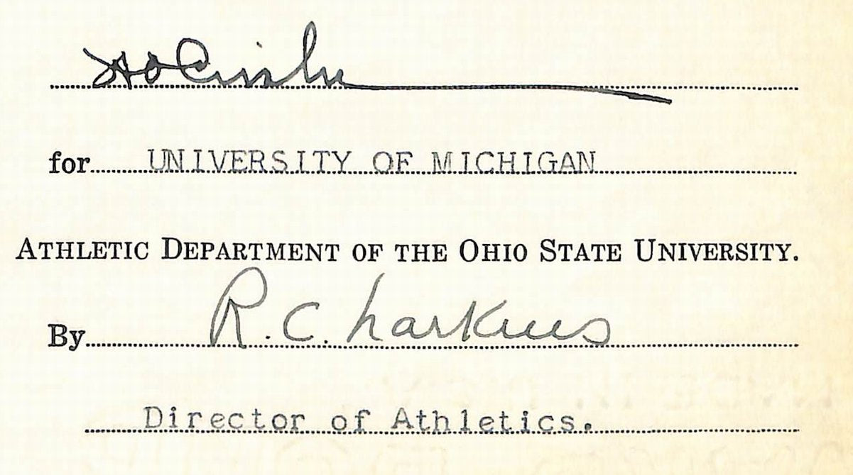 Fritz Crisler HOF Michigan Head Coach Signed/Auto Contract PSA BA198993