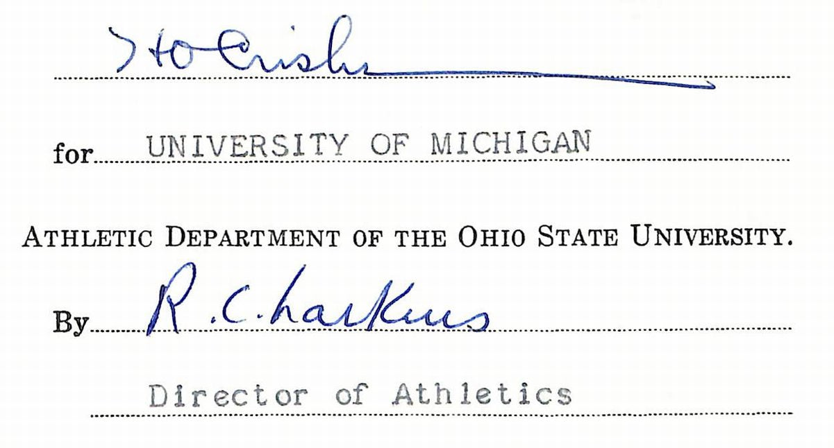 Fritz Crisler HOF Michigan Head Coach Signed/Auto Contract PSA BA198995