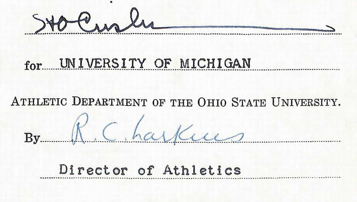 Fritz Crisler HOF Michigan Head Coach Signed/Auto Contract PSA BA198999
