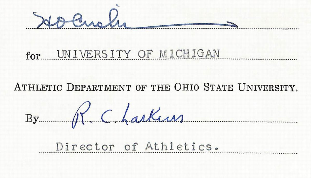 Fritz Crisler HOF Michigan Head Coach Signed/Auto Contract PSA BA199001