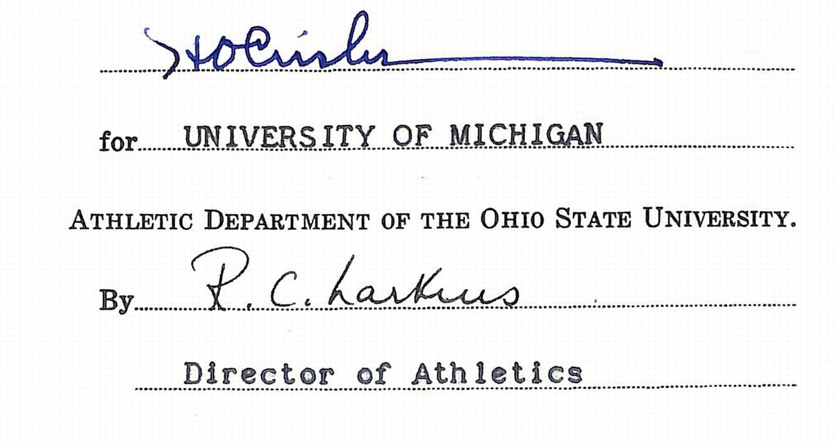 Fritz Crisler HOF Michigan Head Coach Signed/Auto Contract PSA BA199002
