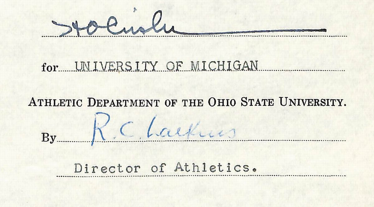 Fritz Crisler HOF Michigan Head Coach Signed/Auto Contract PSA BA199004