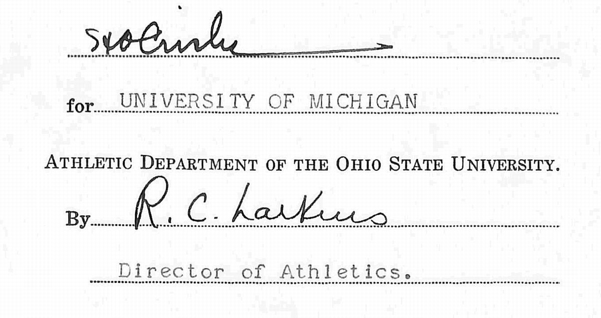 Fritz Crisler HOF Michigan Head Coach Signed/Auto Contract PSA BA199005