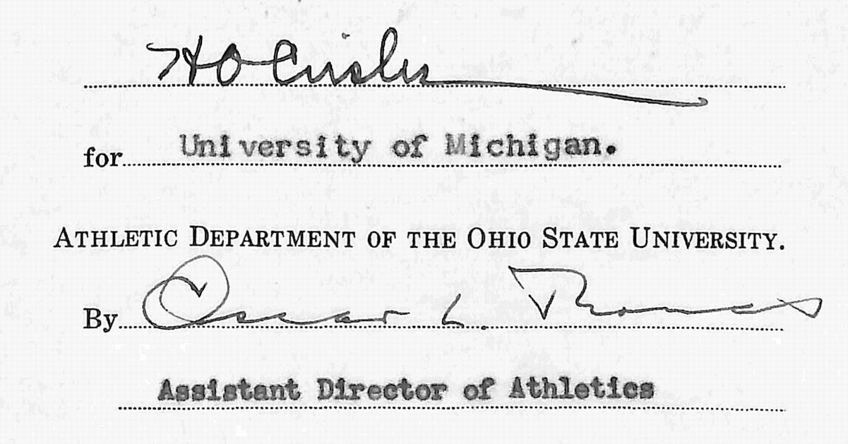 Fritz Crisler HOF Michigan Head Coach Signed/Auto Contract PSA BA199006