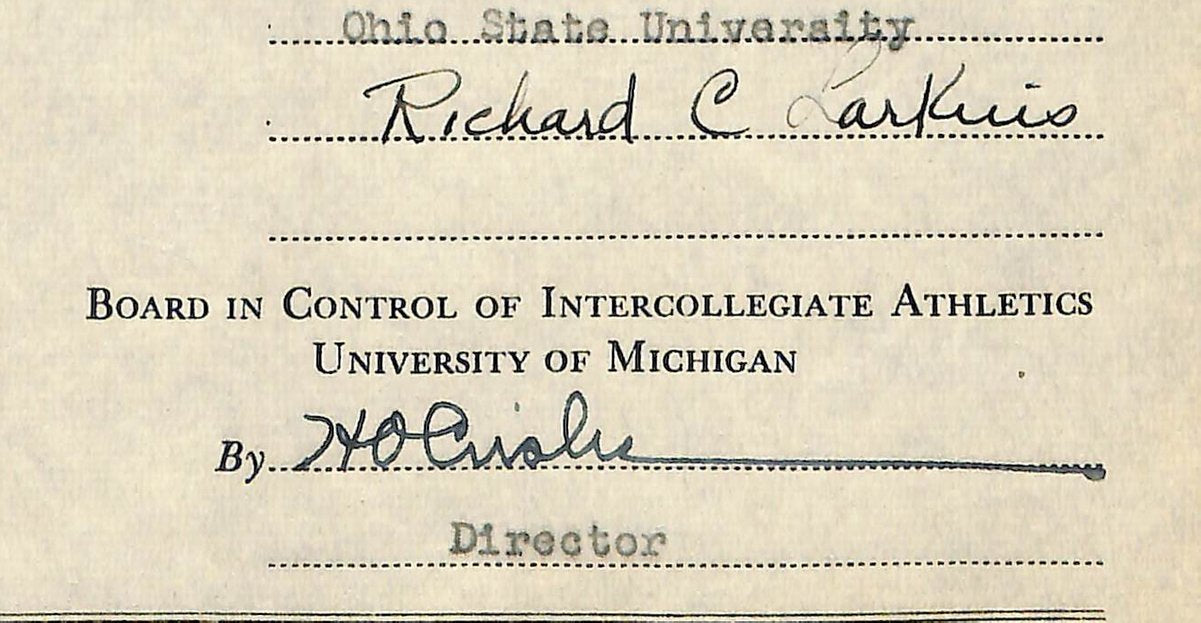 Fritz Crisler HOF Michigan Head Coach Signed/Auto Contract PSA BA199009