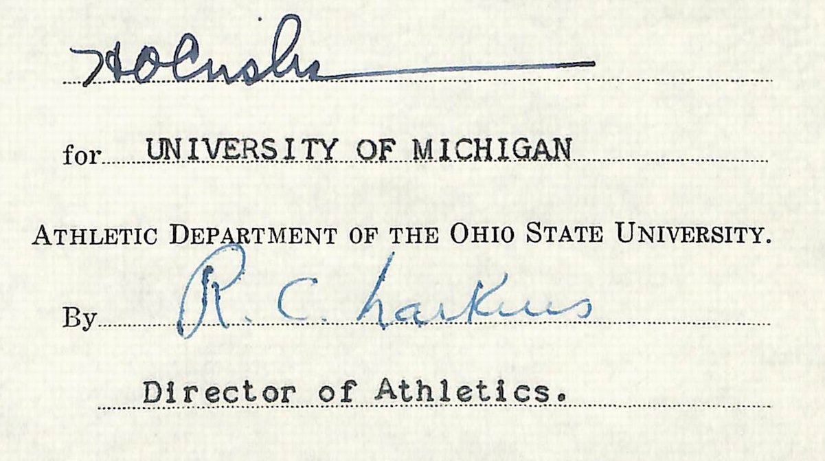 Fritz Crisler HOF Michigan Head Coach Signed/Auto Contract PSA BA199010