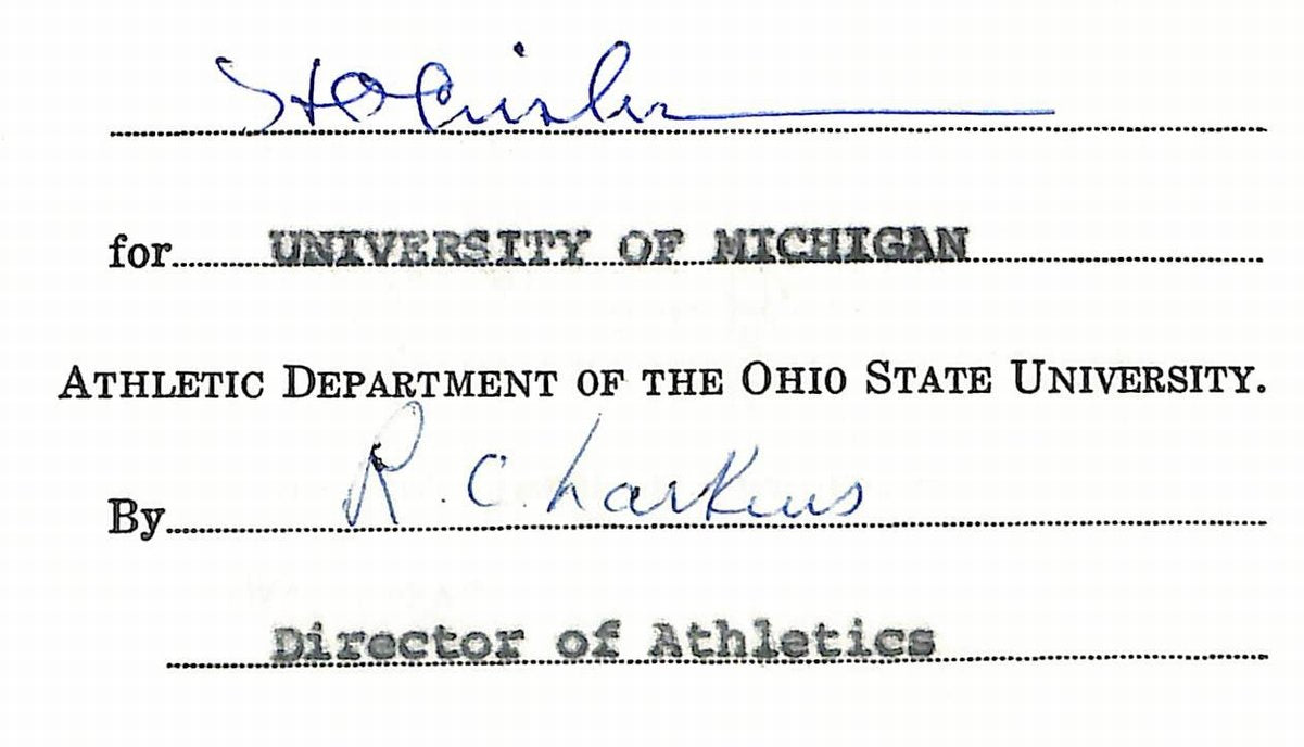 Fritz Crisler HOF Michigan Head Coach Signed/Auto Contract PSA BA199016