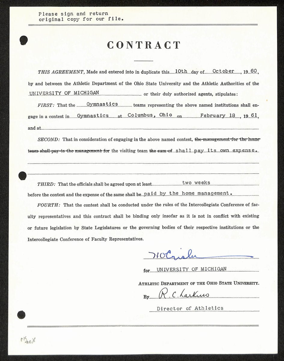 Fritz Crisler HOF Michigan Head Coach Signed/Auto Contract PSA BA199018