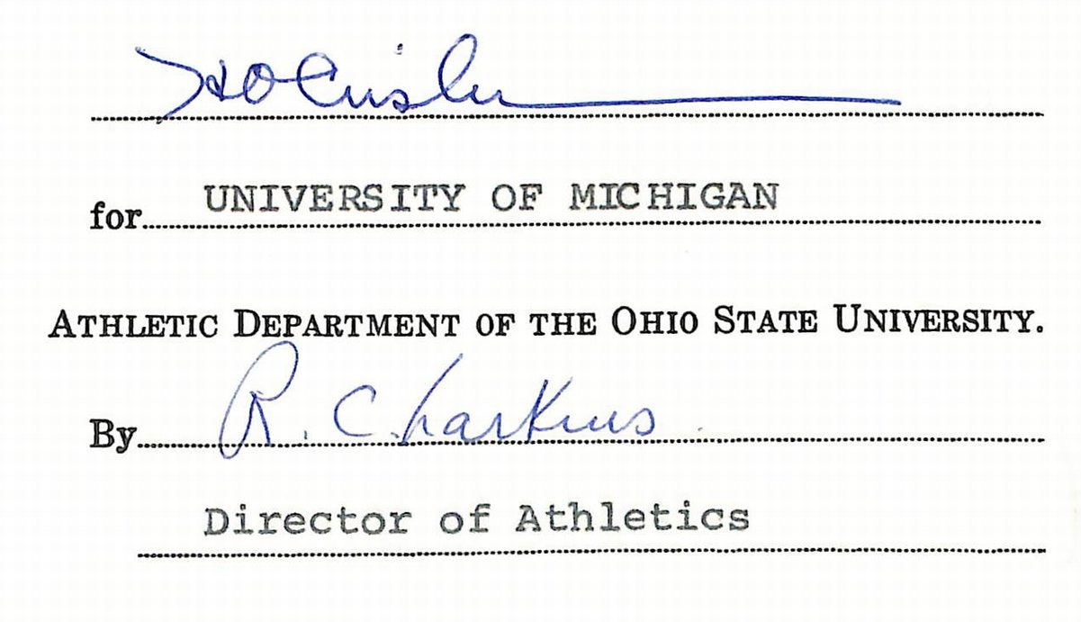 Fritz Crisler HOF Michigan Head Coach Signed/Auto Contract PSA BA199019
