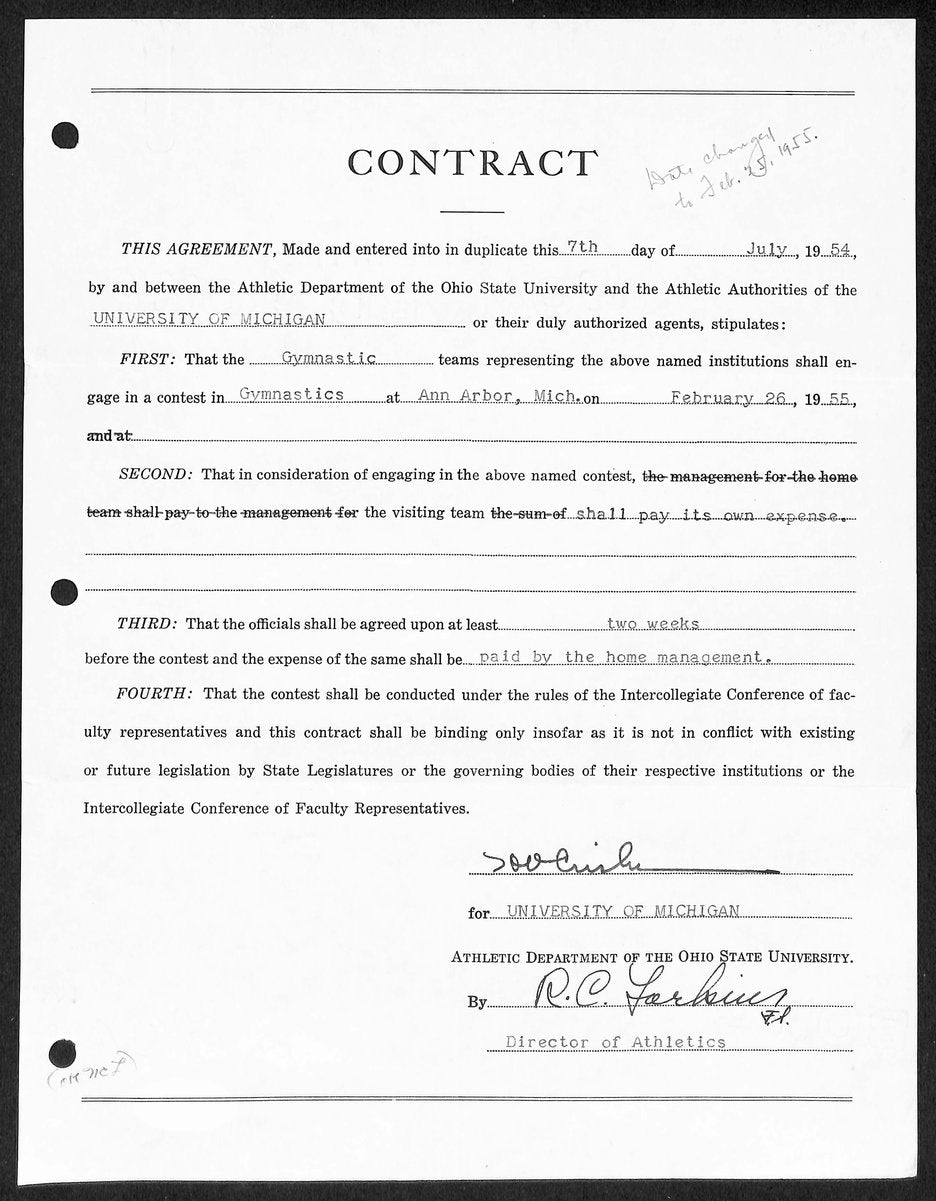Fritz Crisler HOF Michigan Head Coach Signed/Auto Contract PSA BA199022