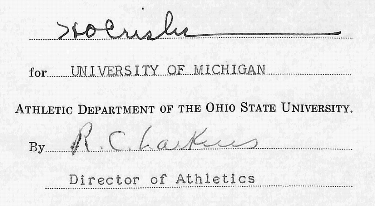 Fritz Crisler HOF Michigan Head Coach Signed/Auto Contract PSA BA199023