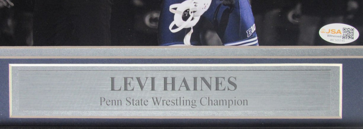 Levi Haines Signed/Inscribed 8x10 Photo Framed PSU Wrestling Witness JSA 207852