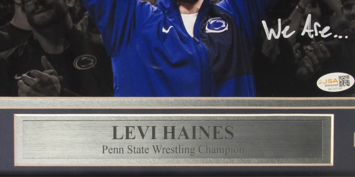 Levi Haines Signed/Inscribed 8x10 Photo Framed PSU Wrestling Witness JSA 207853