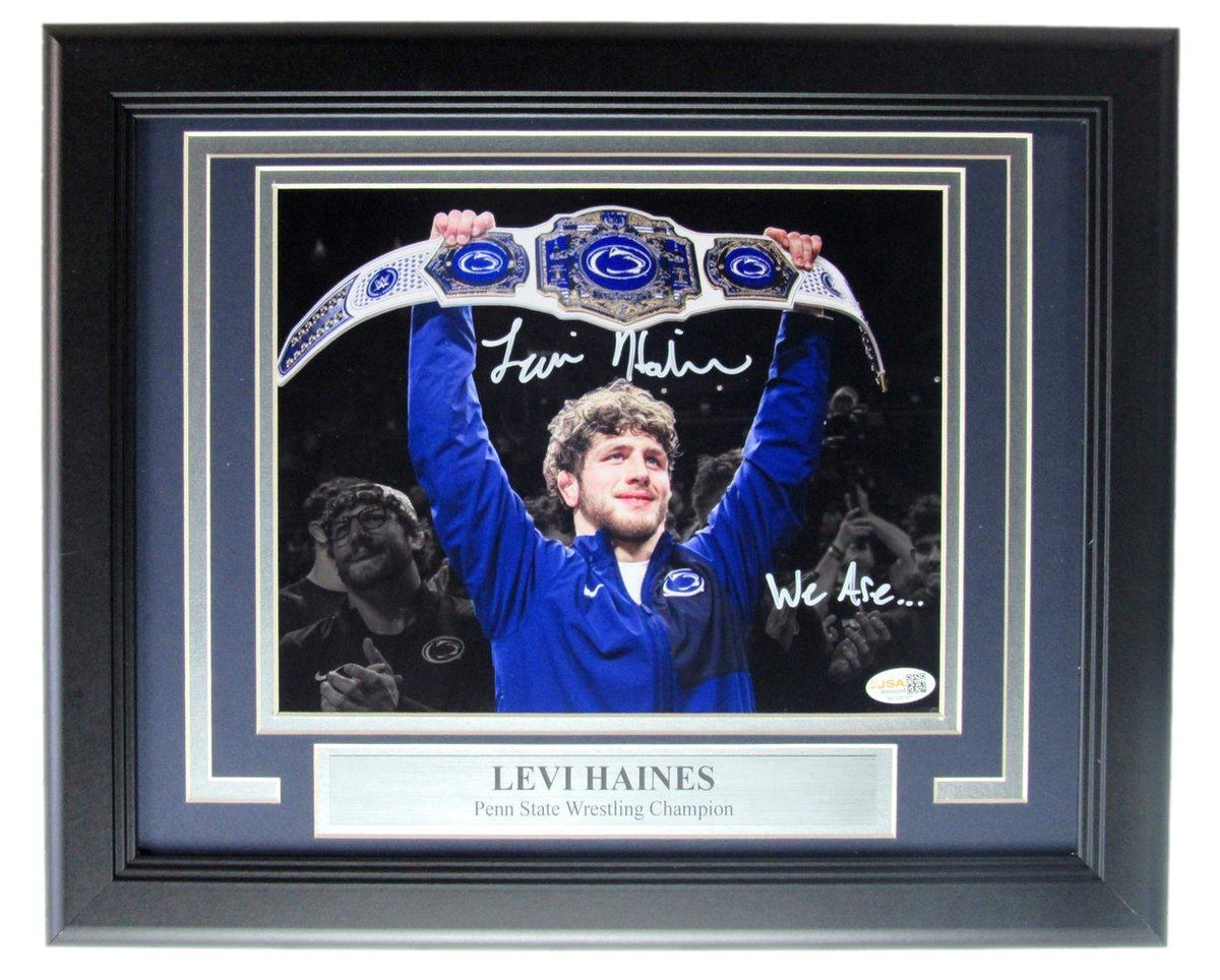 Levi Haines Signed/Inscribed 8x10 Photo Framed PSU Wrestling Witness JSA 207853